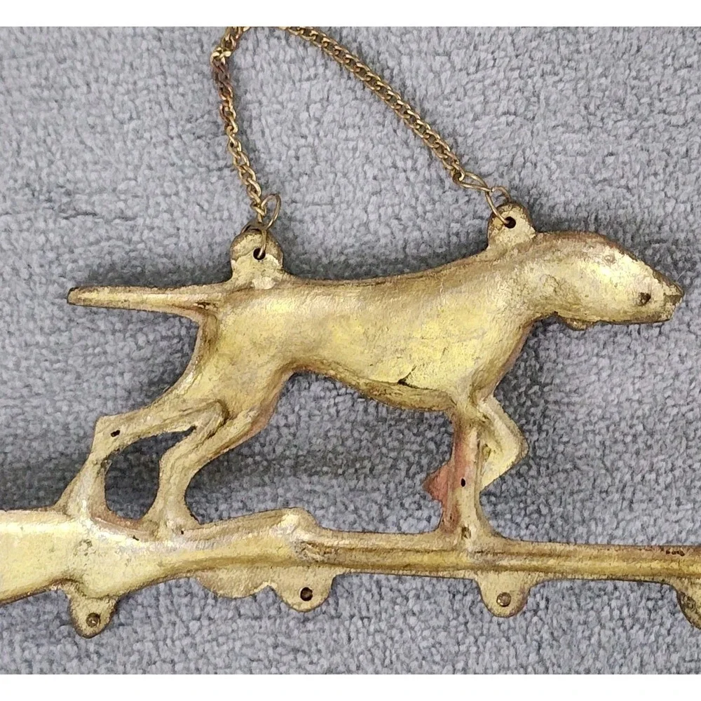 Vintage Solid Brass Dog Rifle Key Holder Vintage‎ Hunting Collectible